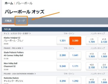 バレーボールの賭け方