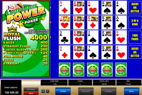 aces and faces  play power poker microgaming