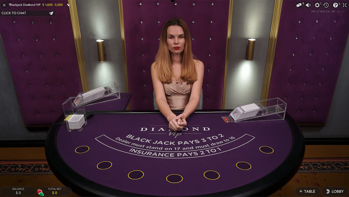 diamond vip live blackjack evolution gaming