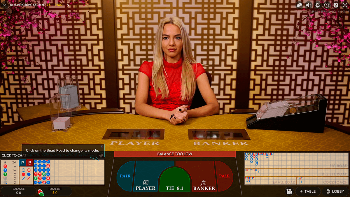 live baccarat control squeeze evolution gaming