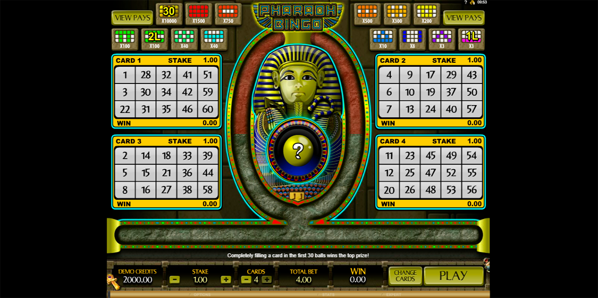 pharaoh bingo microgaming 