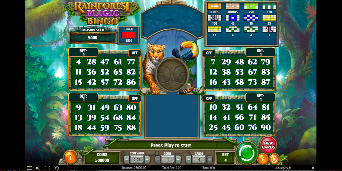 rainforest magic bingo playn go
