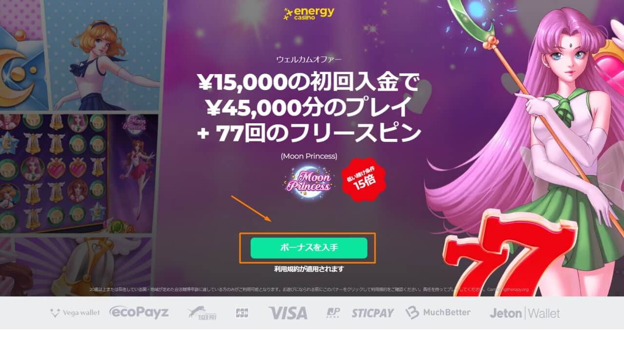 エナジーカジノの登録方法.